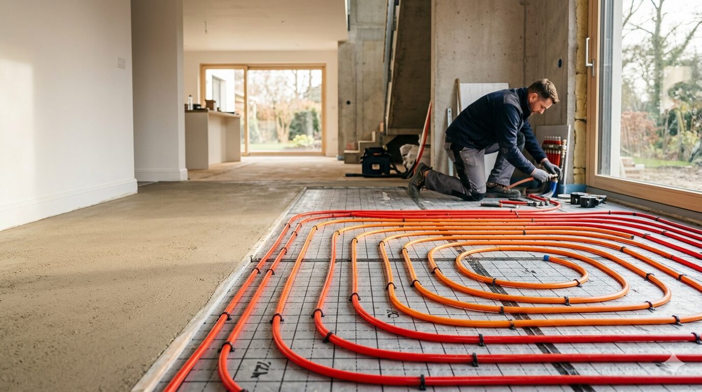 Fußbodenheizung nachrüsten – Installation der Heizungsrohre im Neubau